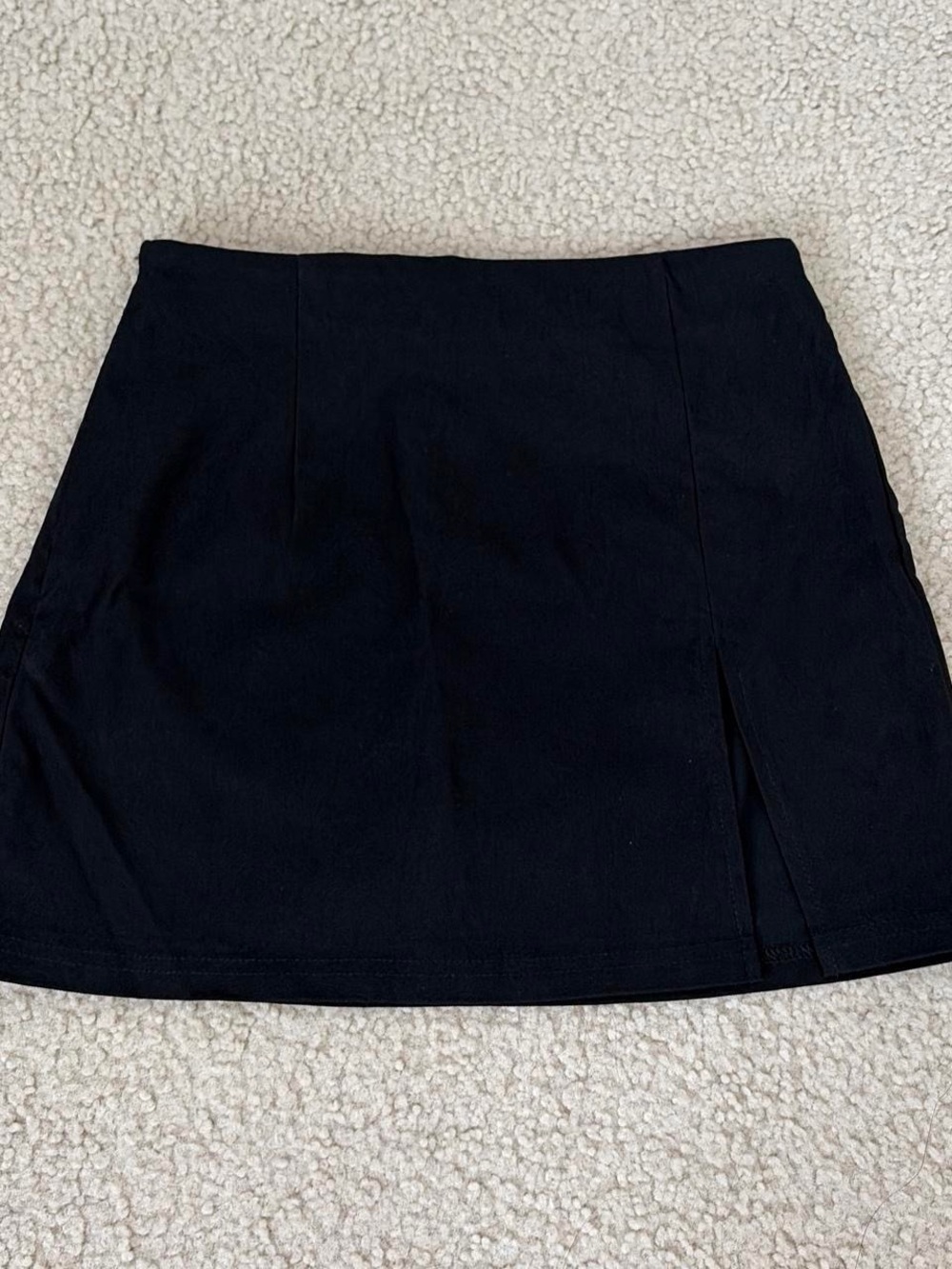 Black Mini Skirt with Front Slit - Women's Everyday Essential